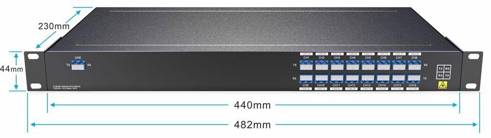 1U Rack 16CH Dual Fiber DWDM Mux Demux Module LC/UPC