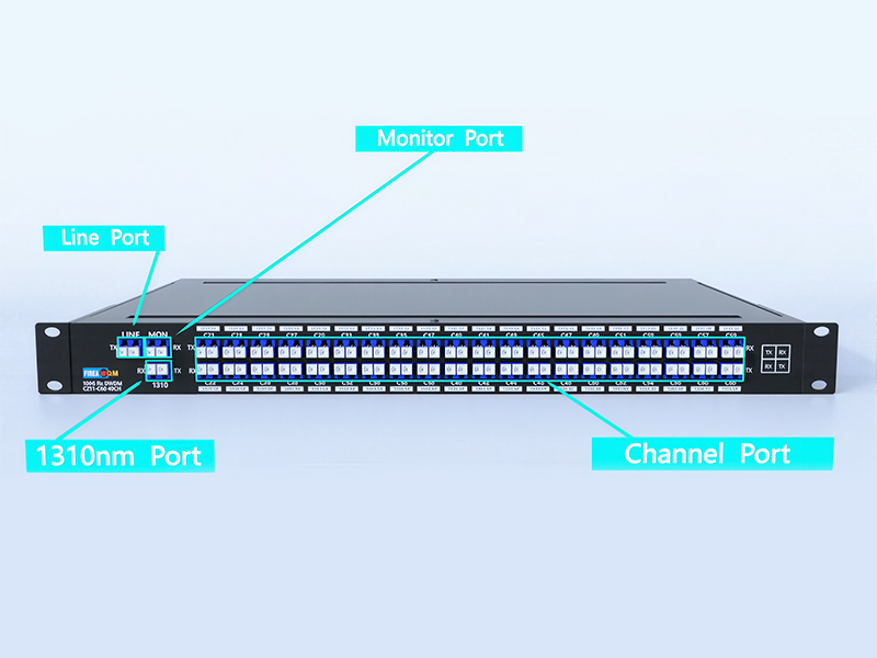 DWDM MUX DEMUX 40CH C21-C60 mit 1310 nm und Monitor-Port, LC/UPC Dualfaser 1U Rack